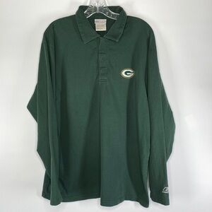Vintage Reebok Green Polo Long Sleeve Shirt Size Large